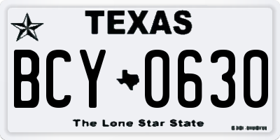 TX license plate BCY0630