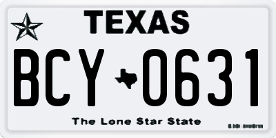 TX license plate BCY0631