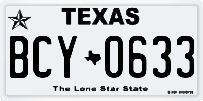 TX license plate BCY0633