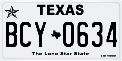 TX license plate BCY0634