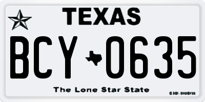 TX license plate BCY0635