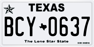 TX license plate BCY0637