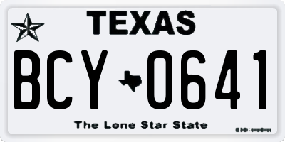TX license plate BCY0641