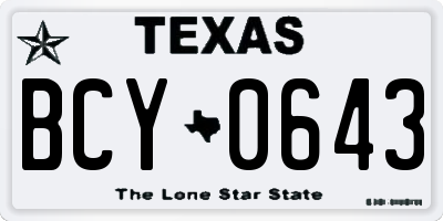 TX license plate BCY0643