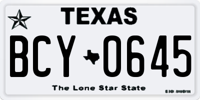 TX license plate BCY0645
