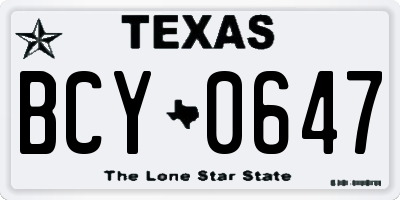 TX license plate BCY0647