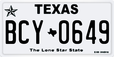 TX license plate BCY0649