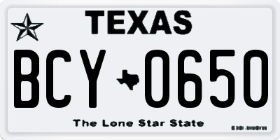 TX license plate BCY0650