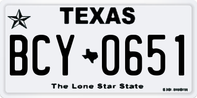 TX license plate BCY0651