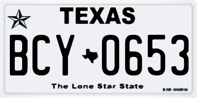 TX license plate BCY0653