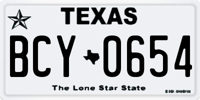 TX license plate BCY0654