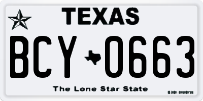 TX license plate BCY0663