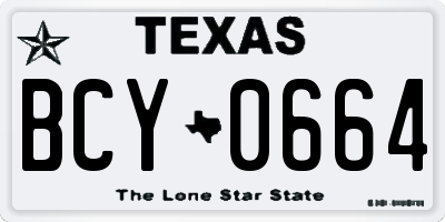 TX license plate BCY0664