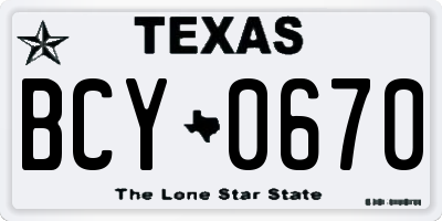 TX license plate BCY0670