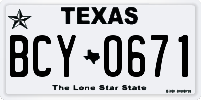 TX license plate BCY0671