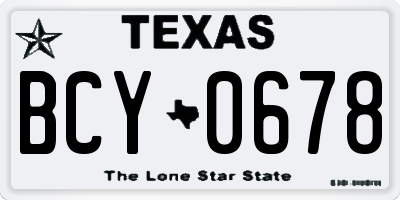 TX license plate BCY0678