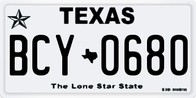 TX license plate BCY0680