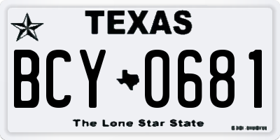 TX license plate BCY0681