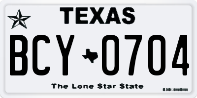 TX license plate BCY0704