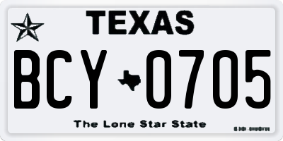 TX license plate BCY0705