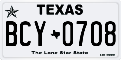 TX license plate BCY0708
