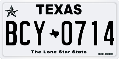 TX license plate BCY0714
