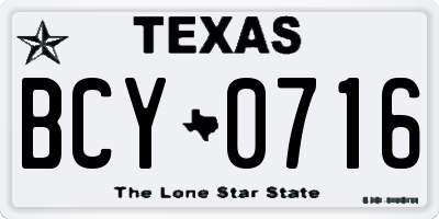 TX license plate BCY0716
