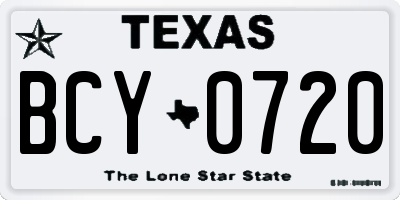 TX license plate BCY0720