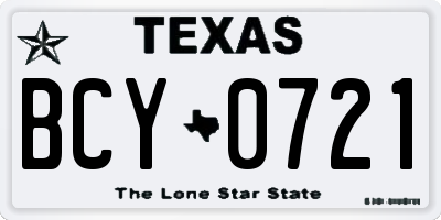 TX license plate BCY0721
