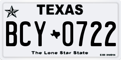 TX license plate BCY0722