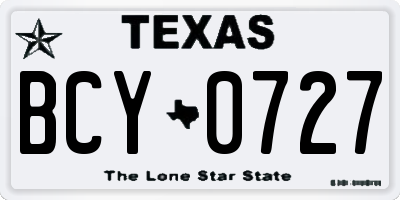 TX license plate BCY0727