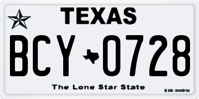 TX license plate BCY0728