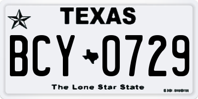 TX license plate BCY0729