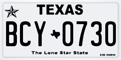 TX license plate BCY0730