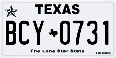 TX license plate BCY0731