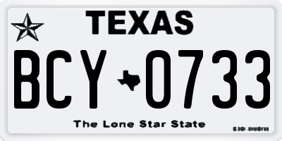 TX license plate BCY0733