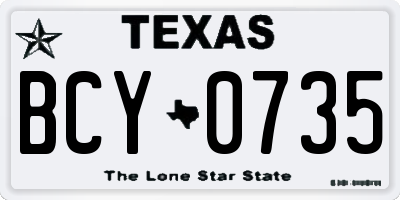 TX license plate BCY0735