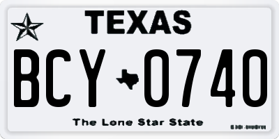TX license plate BCY0740