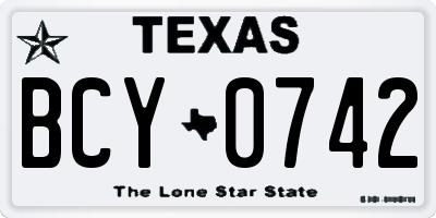 TX license plate BCY0742