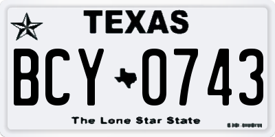 TX license plate BCY0743