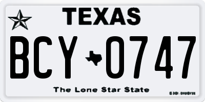 TX license plate BCY0747