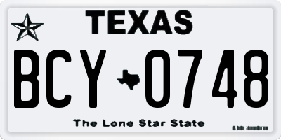 TX license plate BCY0748