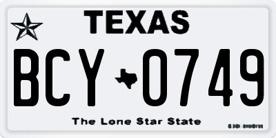 TX license plate BCY0749