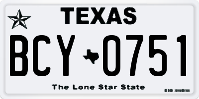 TX license plate BCY0751