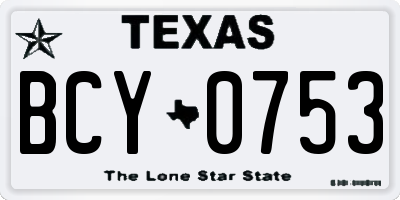 TX license plate BCY0753