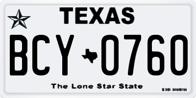TX license plate BCY0760