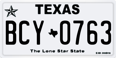 TX license plate BCY0763