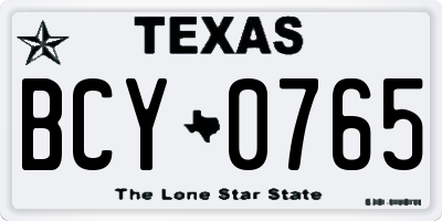 TX license plate BCY0765