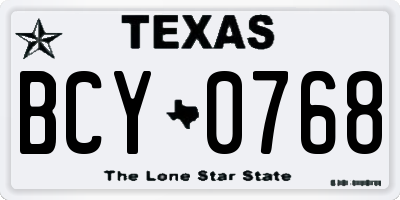 TX license plate BCY0768