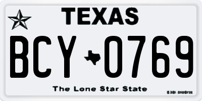 TX license plate BCY0769